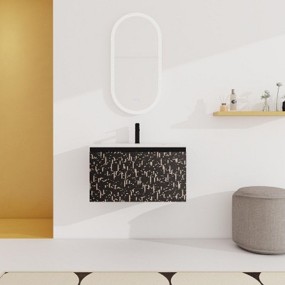30'' Floating Wall-Mounted Bathroom Vanity Ceramics Sink,Floating Sink with Soft-Close Cabinet Door, KD-Package-Cuddlewood