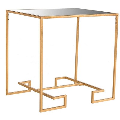 Seamus 24" Antique Gold Leaf Mirrored Rectangular Accent Table