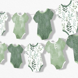 Big Dot of Happiness Boho Botanical Baby Garland Banner, Greenery Baby Shower, Gender Neutral Decorations Banner, 30 Feet of Cord, 15 Double-Sided - 1 of 4