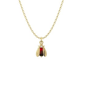 Bow to the Bee Birthstone Bee Necklace – 7mm Charm – 14k Gold or Sterling Silver – Personalized Gift – 1pc - 1 of 4