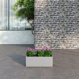 LeisureMod Flora Fiberstone and MGO Clay Planter Rectangular Planter Pot for Indoor and Outdoor - 1 of 4
