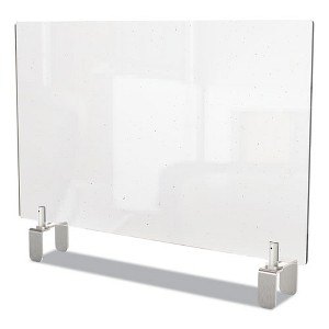 Ghent Clear Partition Extender with Attached Clamp, 42 x 3.88 x 30, Thermoplastic Sheeting - 1 of 3
