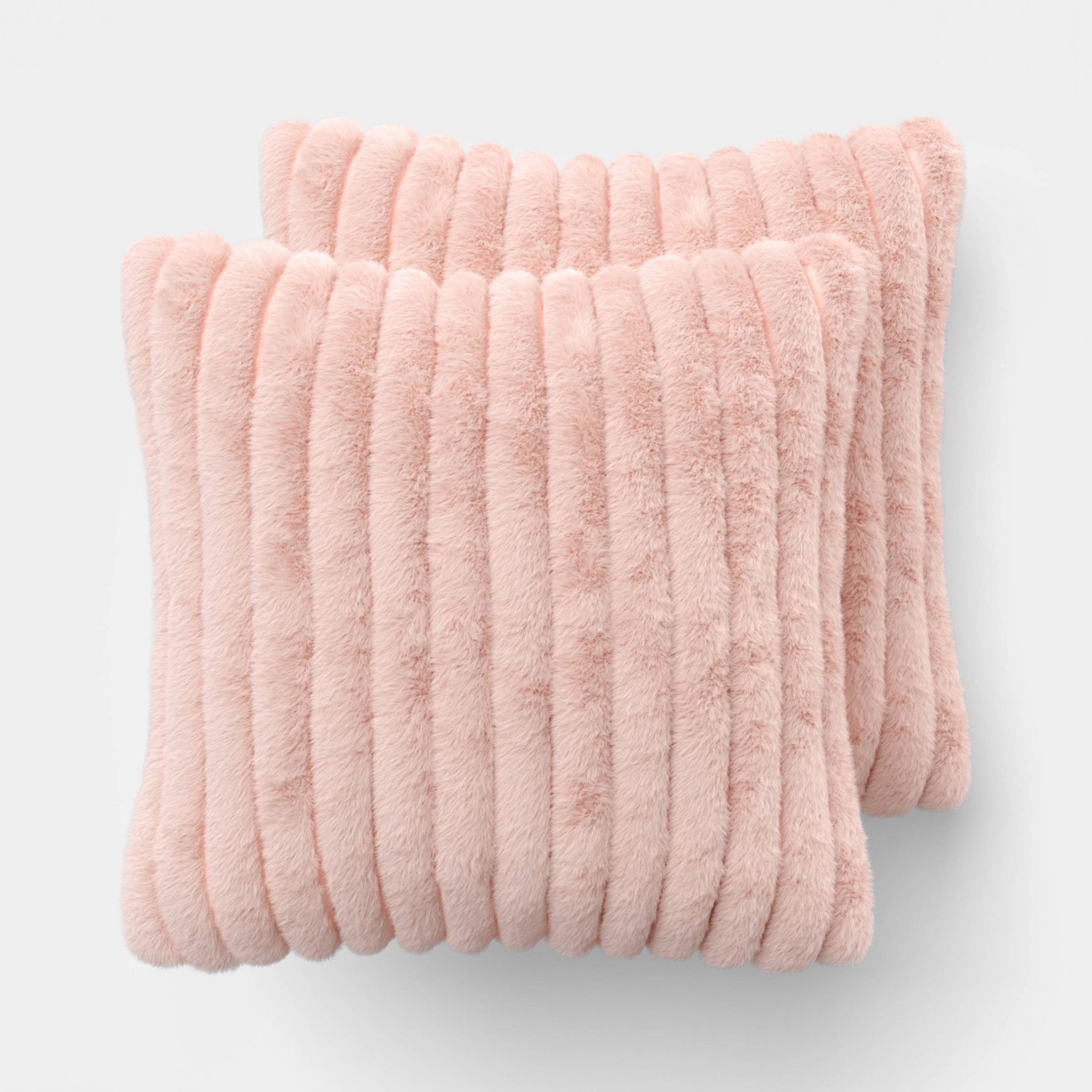 2pk Ribbed Faux Fur Toss Pillows Light Pink - Room Essentials™