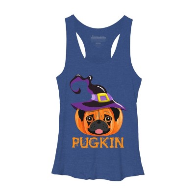 Women's Design By Humans Pugkin Pumpin Halloween By trantanphat95 Racerback Tank Top