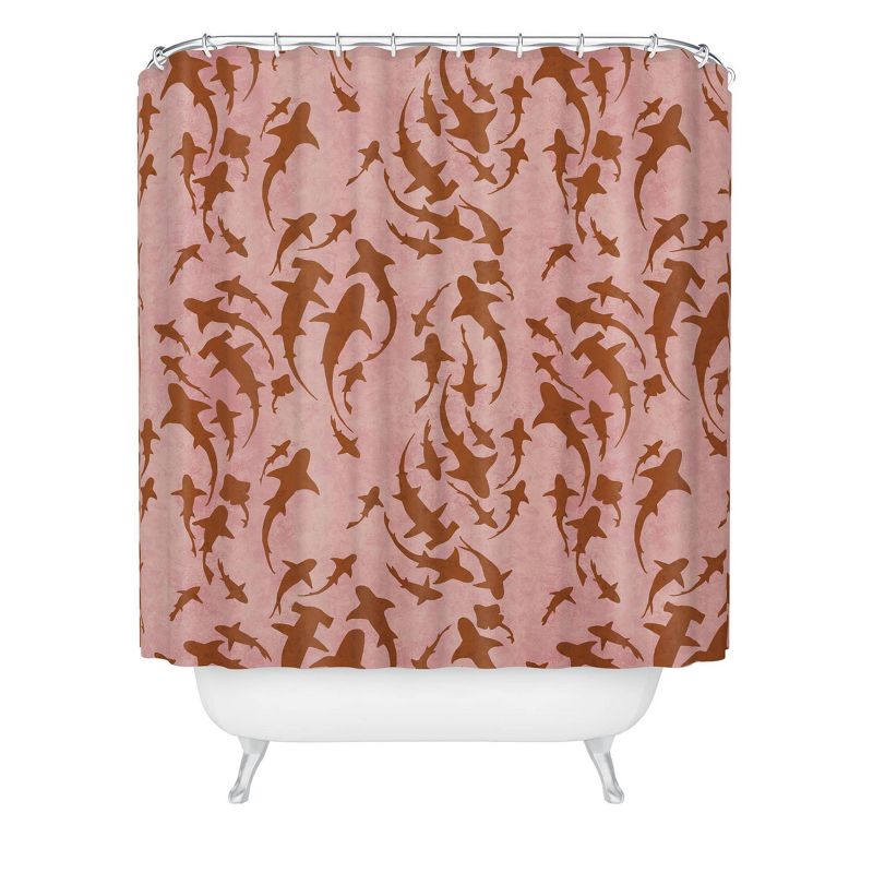 Deny Designs Schatzi Brown Sharky Pink Shower Curtain, 1 of 5