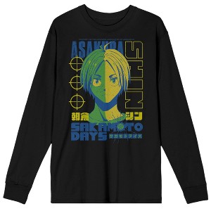 Sakamoto Days  Shin Asakura Headshot Adult Black Crew Neck Long Sleeve Tee - 1 of 3