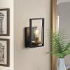 Dewdrop Industrial Wall Sconce with Clear Glass Shade, Black Frame and Wood Base for Bathroom Vanity - 2 of 4