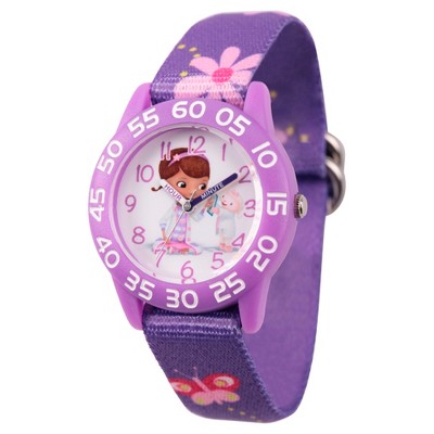 Girls' Disney Doc McStuffins and Lambie Purple Plastic Time Teacher Watch - Purple