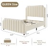 Velvet Upholstered Bed Frame, Tall Headboard with Nailhead Trim, Vertical Channel Tufted Platform Bed with Footboard and Wooden Slats - 2 of 4