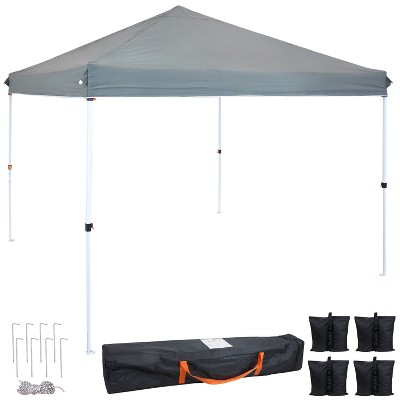 Sunnydaze Standard Pop-Up Canopy with Carry Bag and Sandbags - 10' x 10' - Gray