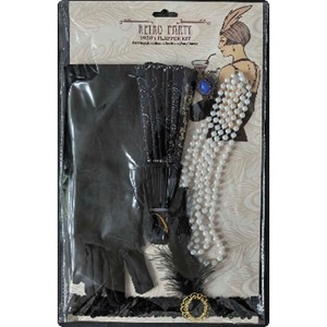 Morris Costumes Women's Black Roaring 20's Halloween Costume Accessory Kit 5pc - Black - 1 of 1
