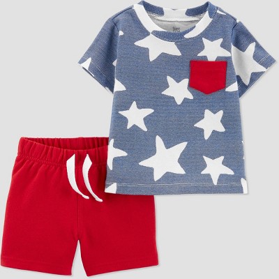 Image of Baby Boys' Star 2pc Top & Bottom Set - Just One You® made by carter's Gray/Red 9M