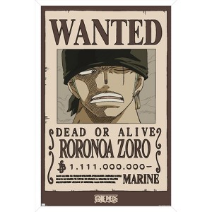 Trends International One Piece - Roronoa Zoro Wanted Poster Framed Wall Poster Prints - 1 of 4