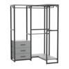 Aheaplus 65.5'' Clothing Rack with Fabric Drawers, Corner Garment Rack with 5 Hanging Rods, Heavy Duty Closet Organizer - 3 of 4