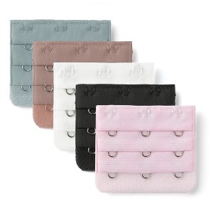 Allegra K Women's 3 Hook 3 Row Stretchy Bra Strap Extenders Hooks Bra Band - 1 of 4