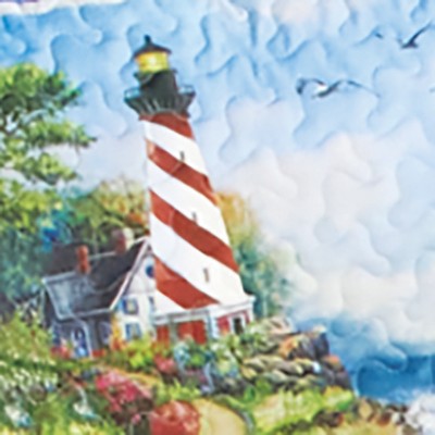 Twin Blue Polyester Coastal Lighthouse Quilt Set