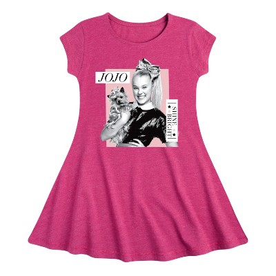 JoJo Siwa Shine Bright Fit & Flair Cap Sleeve Dress - Heather Fuchsia - 2T