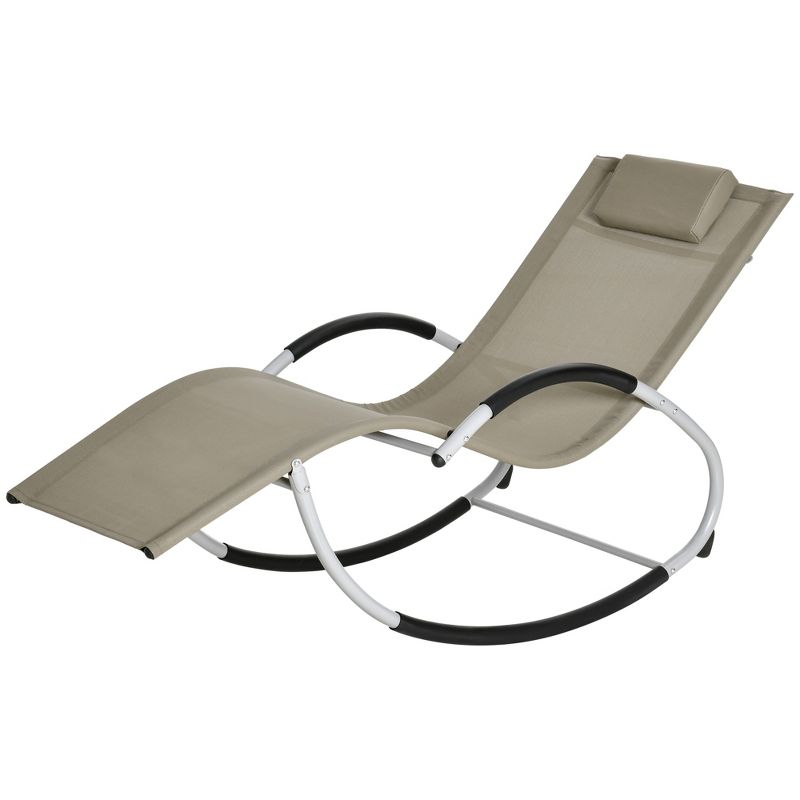 Outsunny Rocking Chair, Zero Gravity Patio Chaise Garden Sun Lounger, Outdoor Reclining Rocker Lounge Chair with Detachable Pillow for Lawn, Patio or Pool, 4 of 7