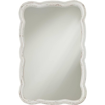 Noble Park Nellie Distressed 23 1/2" x 38" Scallop Edge Wall Mirror