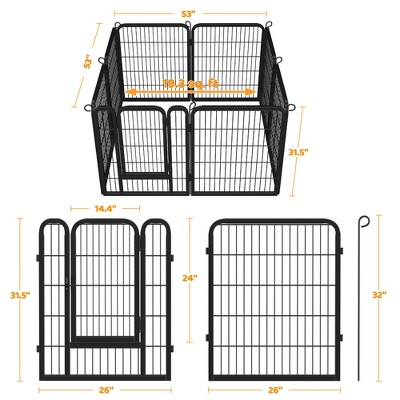 Black Metal 8-Panel Pet Playpen with Door