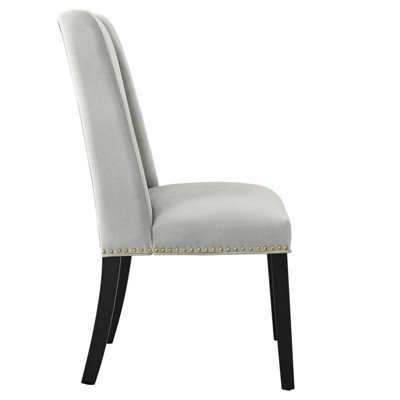 Elegant Light Gray Velvet Upholstered Dining Chair with Wood Frame