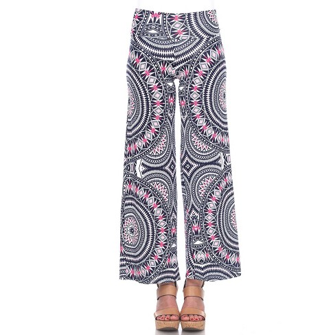 White Mark Women's Hawaiian Flower Palazzo Pants 