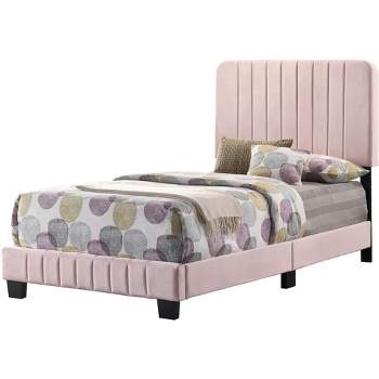 Passion Furniture Lodi Velvet UpholsteChannel Tufted Twin Panel Bed
