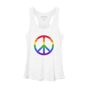Adult Design By Humans Rainbow Pride and Peace Sign By JuanMedina Racerback Tank Top - 1 of 2