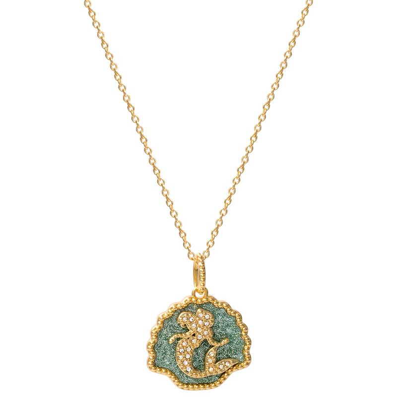 Disney Princess Little Mermaid Crystal Seashell Yellow Gold Plated Pendant Necklace, 18", 4 of 6