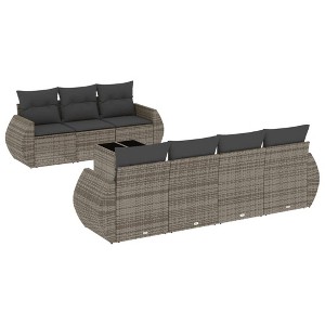 vidaXL 8 Piece Patio Sofa Set with Cushions - Gray Poly Rattan - 1 of 4