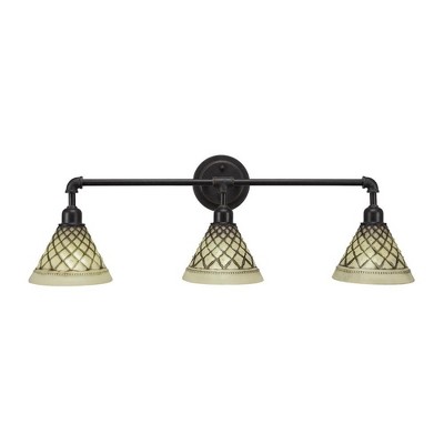 Toltec Lighting Vintage 3 - Light Vanity in  Dark Granite with 7'' Chocolate Icing Shade
