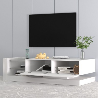 NicBex TV Stand for 75 Inch TV,TV Entertanment Center with 2-Door Storage Cabinets and RGB LED Lights,Modern TV Console Table for Living Room