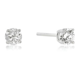 Slickblue Classic Sterling Silver Stud Earrings, 0.5-3 Ct. CZ, Gold/Silver, Round Cut, 4mm-7mm, Butterfly Back - 1 of 2