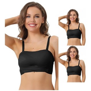 INSPIRE CHIC Women's Strapless Breathable Wirefree Adjustable Straps Push-up Removable Pads Bralettes 3 Packs - 1 of 4