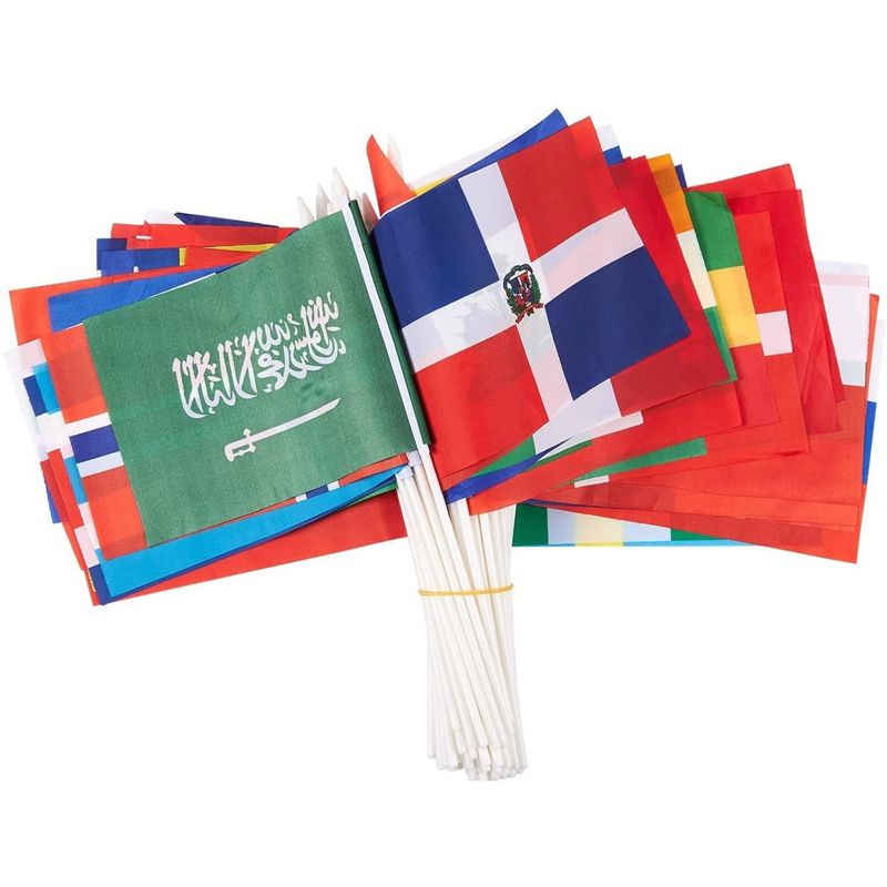Juvale 72 Pack International World Country Handheld Stick Flag for Party Decor, Parades, Festival, 7.5 x 5.2 in, 2 of 5