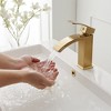 BWE Waterfall Single Hole Single Handle Bathroom Faucet in Brushed Gold - 3 of 4