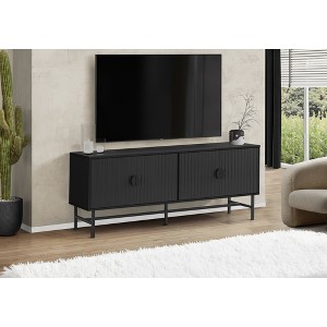 60" Laminate TV Stand with Two Cabinets, Fixed Shelves, and Wire Management Holes, Media Entertainment Center for Living Room - 1 of 4