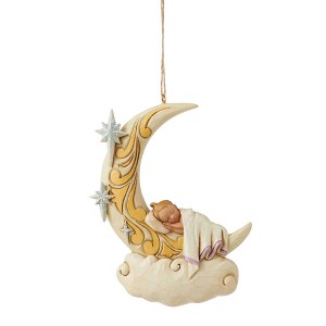 Jim Shore 4.25 In Baby Sleepin On Moon Ornament Heartwood Creek Tree Ornaments - 1 of 3