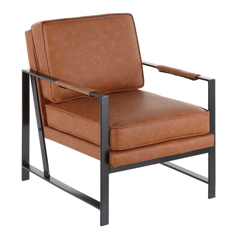 Photos - Chair Franklin Armchair with Faux Leather Black/Camel Brown - LumiSource