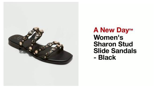 Women&#39;s Sharon Stud Slide Sandals - A New Day&#8482; Black, 2 of 6, play video