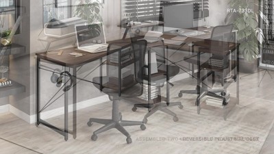 ErgoEdge Black Wood L-Shaped Gaming Computer Desk