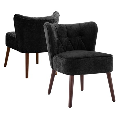 Modern Wingback Accent Chair, Mid-Century Upholstered Lounge Chair with Wooden Legs, 300lbs Capacity, Chenille Fabric for Living Room,( 1PC)