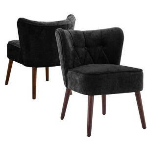 Modern Wingback Accent Chair, Mid-Century Upholstered Lounge Chair with Wooden Legs, 300lbs Capacity, Chenille Fabric for Living Room,( 1PC) - 1 of 4