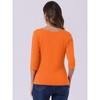 INSPIRE CHIC Women's Classic Solid Elbow Sleeves Round Neck Slim Fit T-Shirts - 4 of 4
