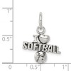 Black Bow Jewelry Sterling Silver Antiqued I Heart Softball Script Charm - 4 of 4
