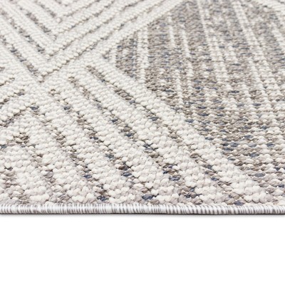 Modern Diamond Silver Handmade Flat Woven Rectangular Rug