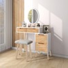 ELECWISH 27.5" Extendable Makeup Vanity Desk Set with LED Mirror & Stool - Adjustable 3-Tone Lighting, 4 Drawers, Soft-Padded Seat - 4 of 4