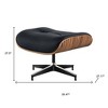 HomeRoots 27" Black and Brown Tufted Genuine Cowhide Swivel Lounge Chair With Ottoman - 3 of 4