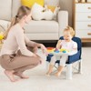 Safstar Baby Travel Booster Seat, Portable Folding Toddler Floor Dining Chair with Removable Swivel Double Tray, 3-Point Safety Belt, Carry Bag - 2 of 4