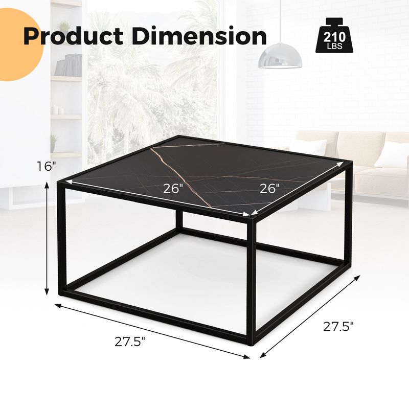 Costway Coffee Table Modern Rectangular Coffee Table Metal Frame For Living Room, 3 of 11